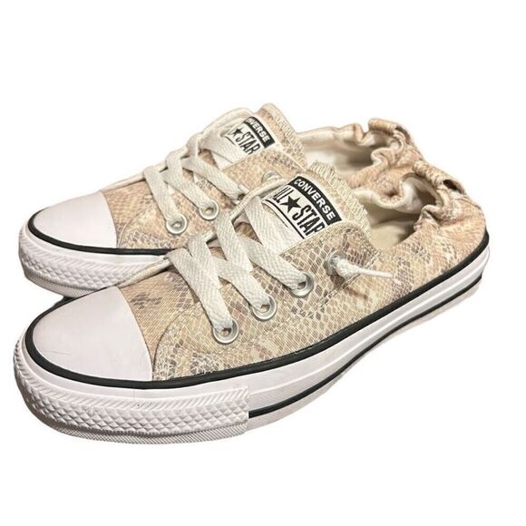Converse Tan and White Canvas Sneakers with Rubber Toe Cap - Picture 1 of 5
